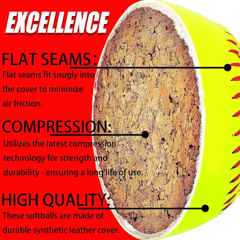 KRTOYUST ® Softball Ball,11" & 12" Official Size Softballs Great for Practice Training - Comply with Official Size and Weight Standard - Image 3